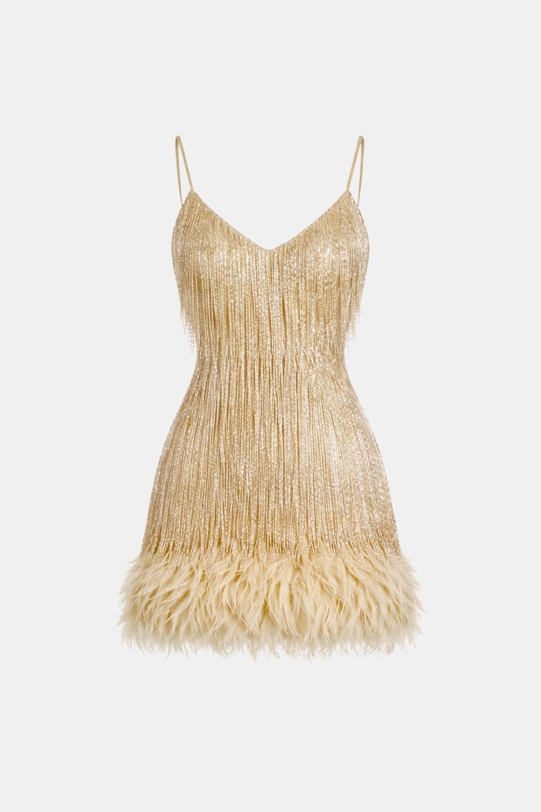 Eliana | Sequin Fringe Feather Party Dress | Bold Glamour for Unforgettable Nights