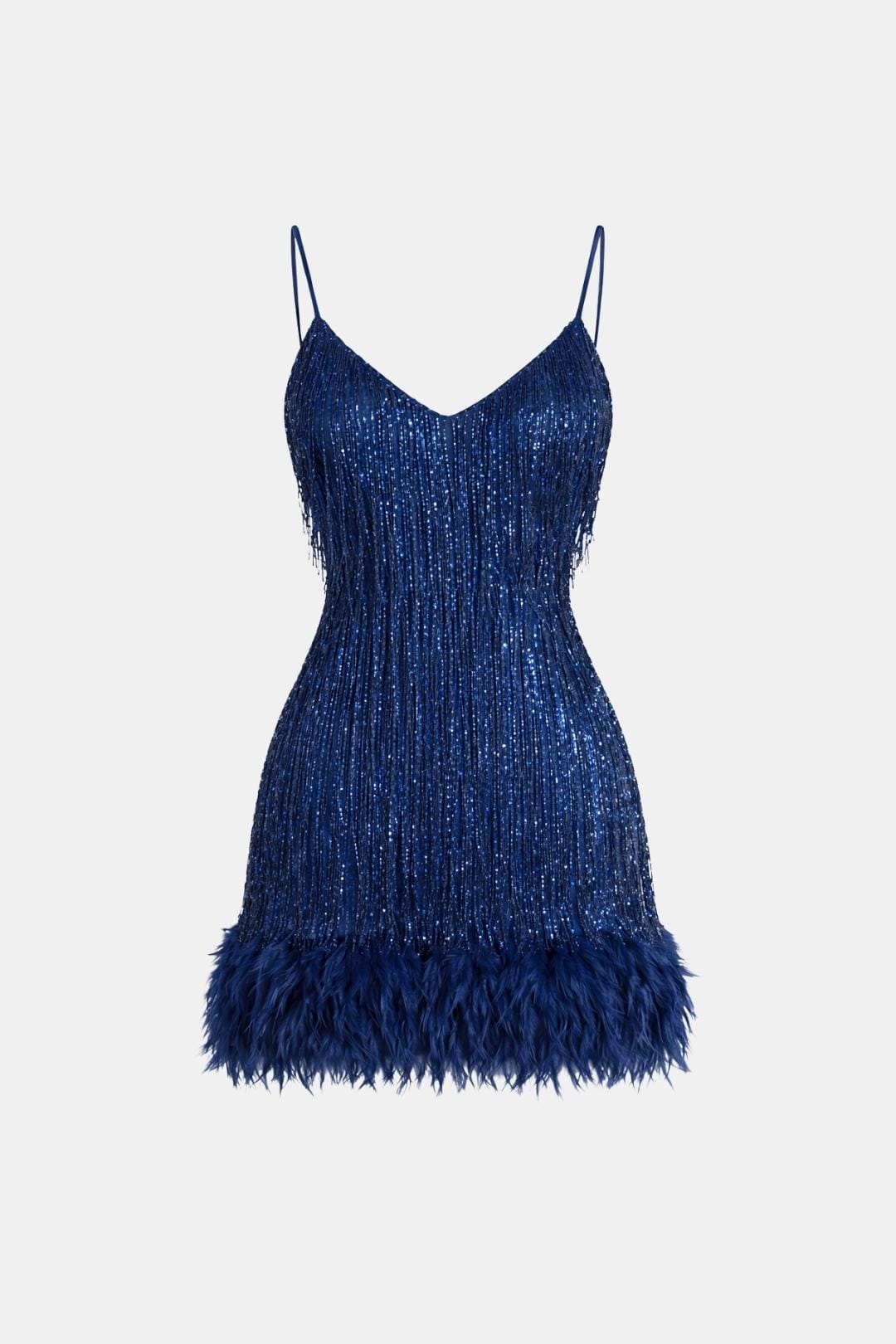 Eliana | Sequin Fringe Feather Party Dress | Bold Glamour for Unforgettable Nights