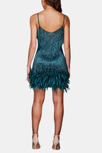 Eliana | Sequin Fringe Feather Party Dress | Bold Glamour for Unforgettable Nights