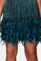 Eliana | Sequin Fringe Feather Party Dress | Bold Glamour for Unforgettable Nights