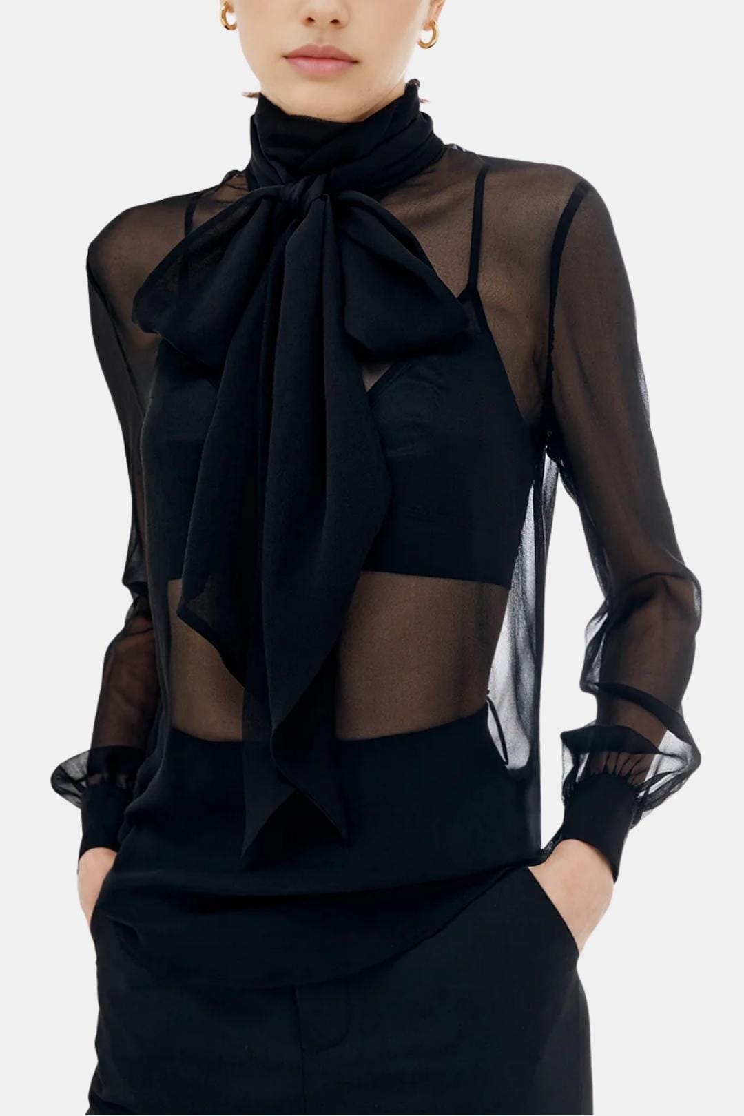 Linda | Sheer Bow Chiffon Blouse | Elegant and Timeless
