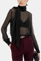 Linda | Sheer Bow Chiffon Blouse | Elegant and Timeless