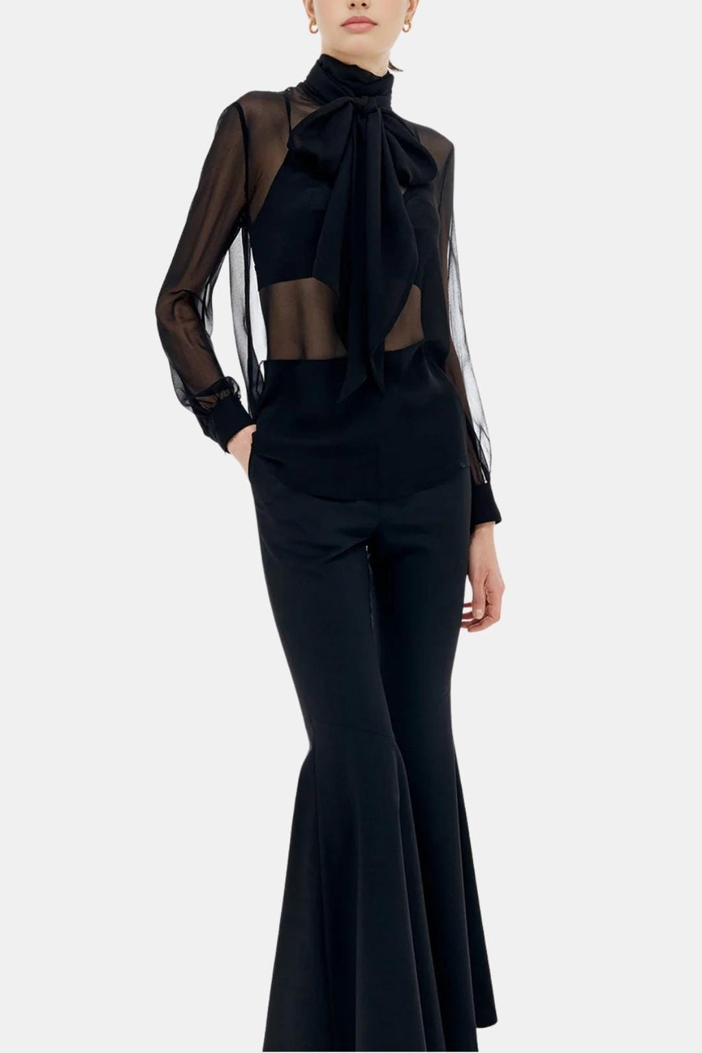 Linda | Sheer Bow Chiffon Blouse | Elegant and Timeless