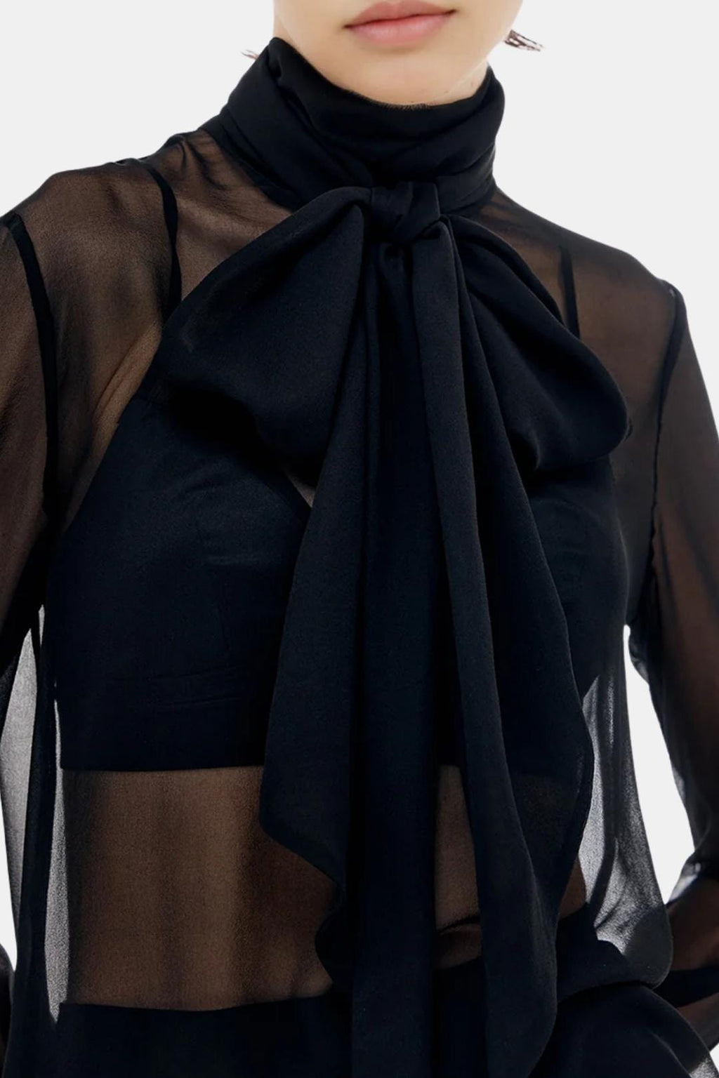 Linda | Sheer Bow Chiffon Blouse | Elegant and Timeless