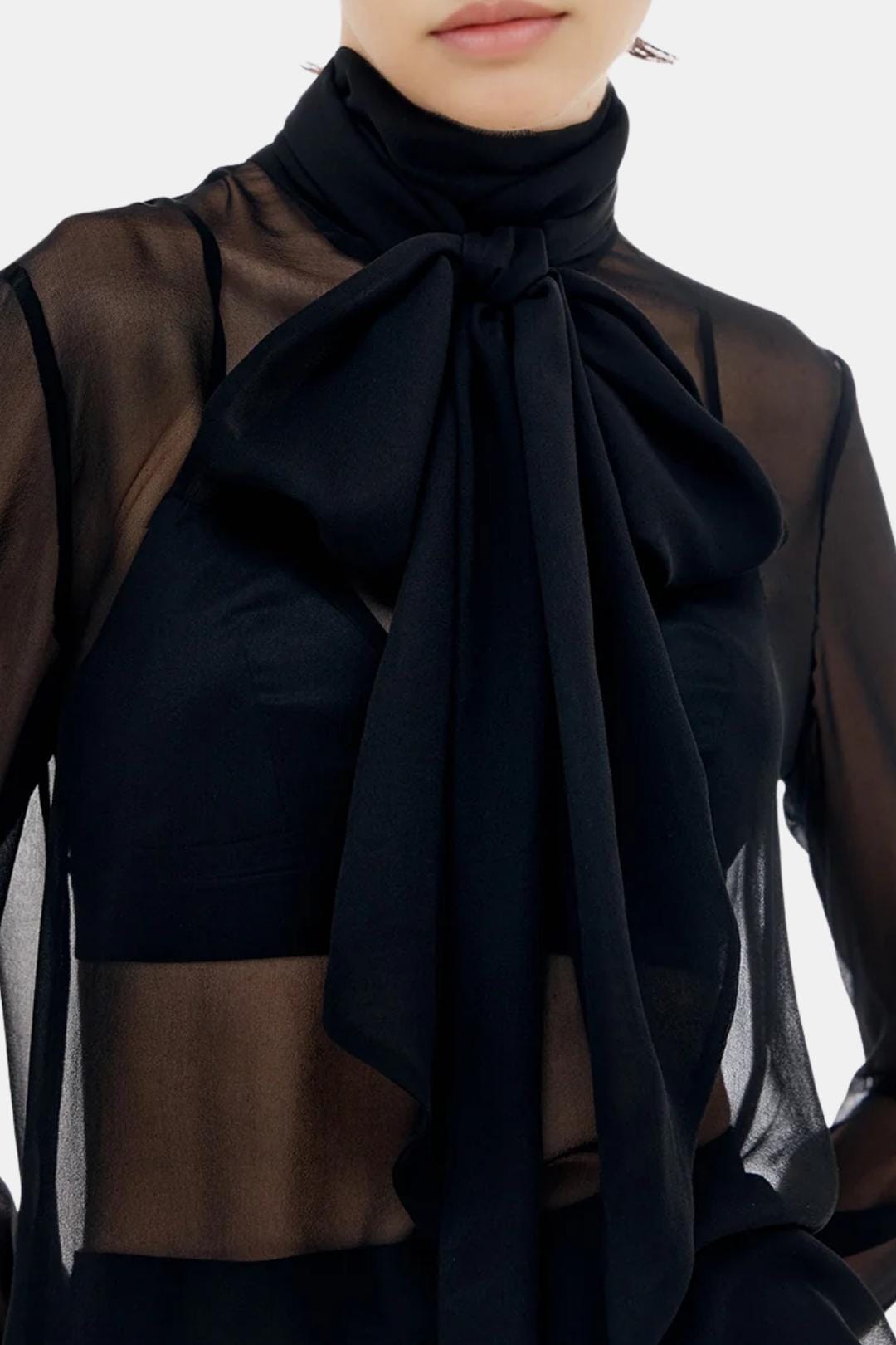 Linda | Sheer Bow Chiffon Blouse | Elegant and Timeless