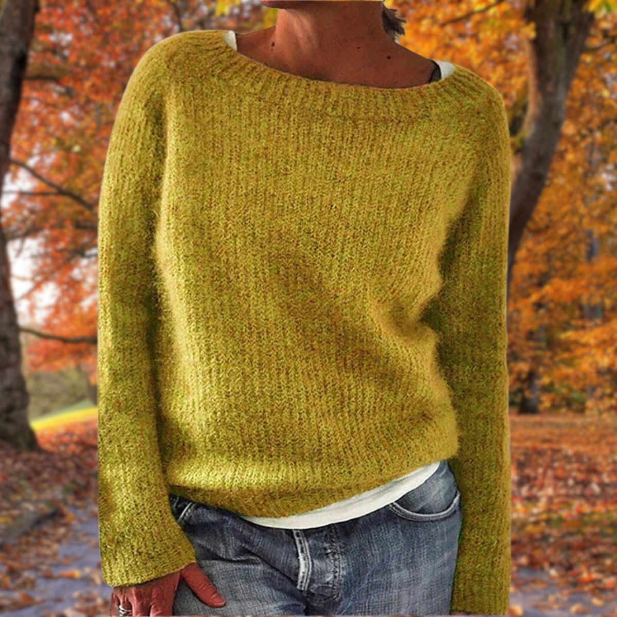 Bryony | Women's Wide Round Neck Sweater, Elegant Soft Knit Pullover