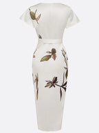 Marnie | Urban Leaf V-Neck Midi Dress | Elegant and Naturally Chic