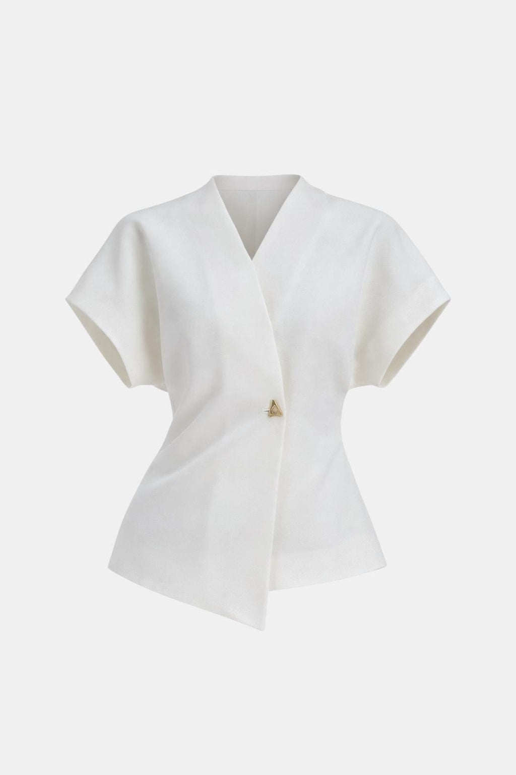 Rebecca | Structured V-Neck Button Blouse | Modern and Sophisticated