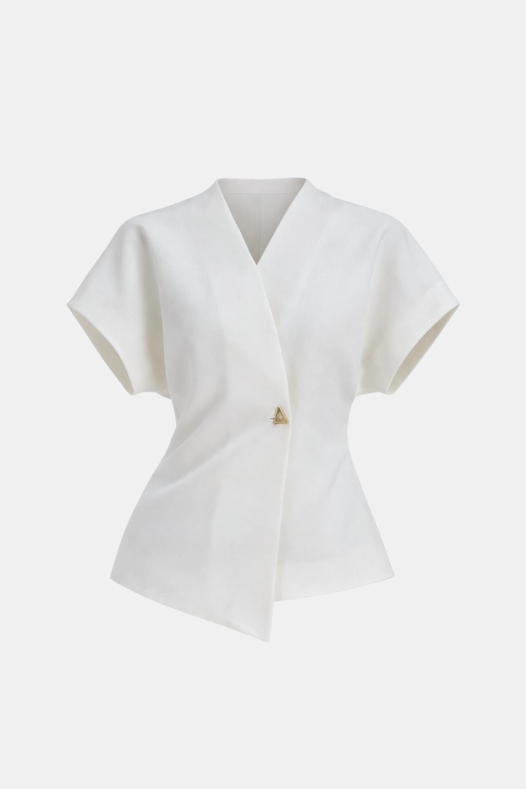 Rebecca | Structured V-Neck Button Blouse | Modern and Sophisticated