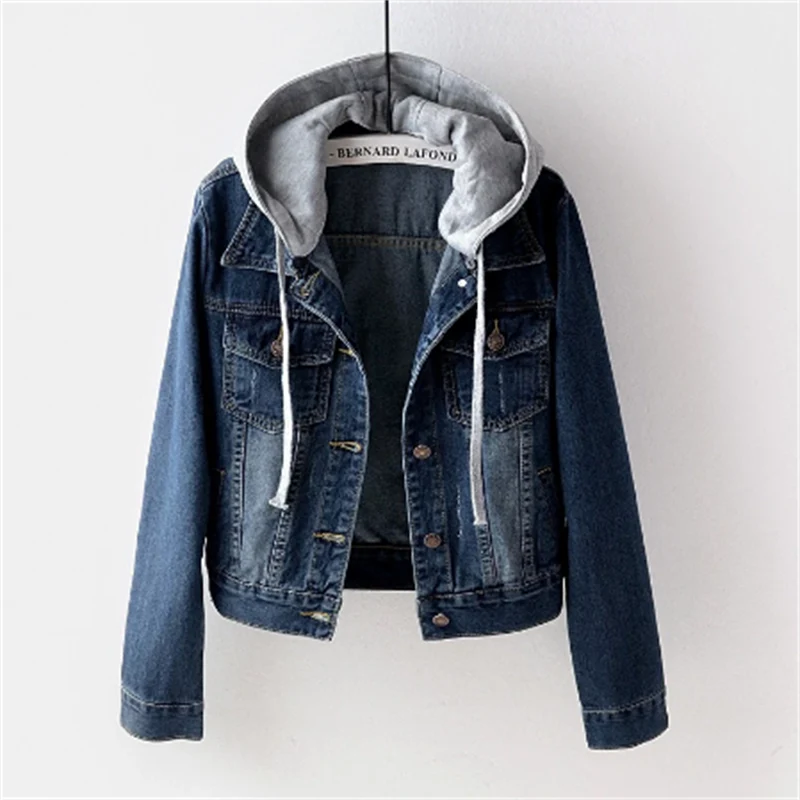 Cressida | Women's Denim Jacket with Removable Hood, Casual Cotton Blend Layering Jacket