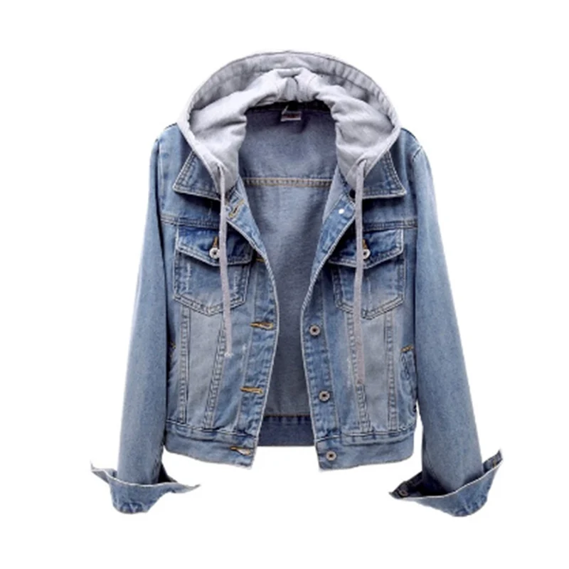 Cressida | Women's Denim Jacket with Removable Hood, Casual Cotton Blend Layering Jacket