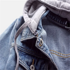 Cressida | Women's Denim Jacket with Removable Hood, Casual Cotton Blend Layering Jacket