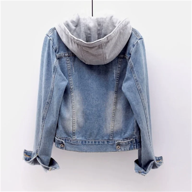 Cressida | Women's Denim Jacket with Removable Hood, Casual Cotton Blend Layering Jacket