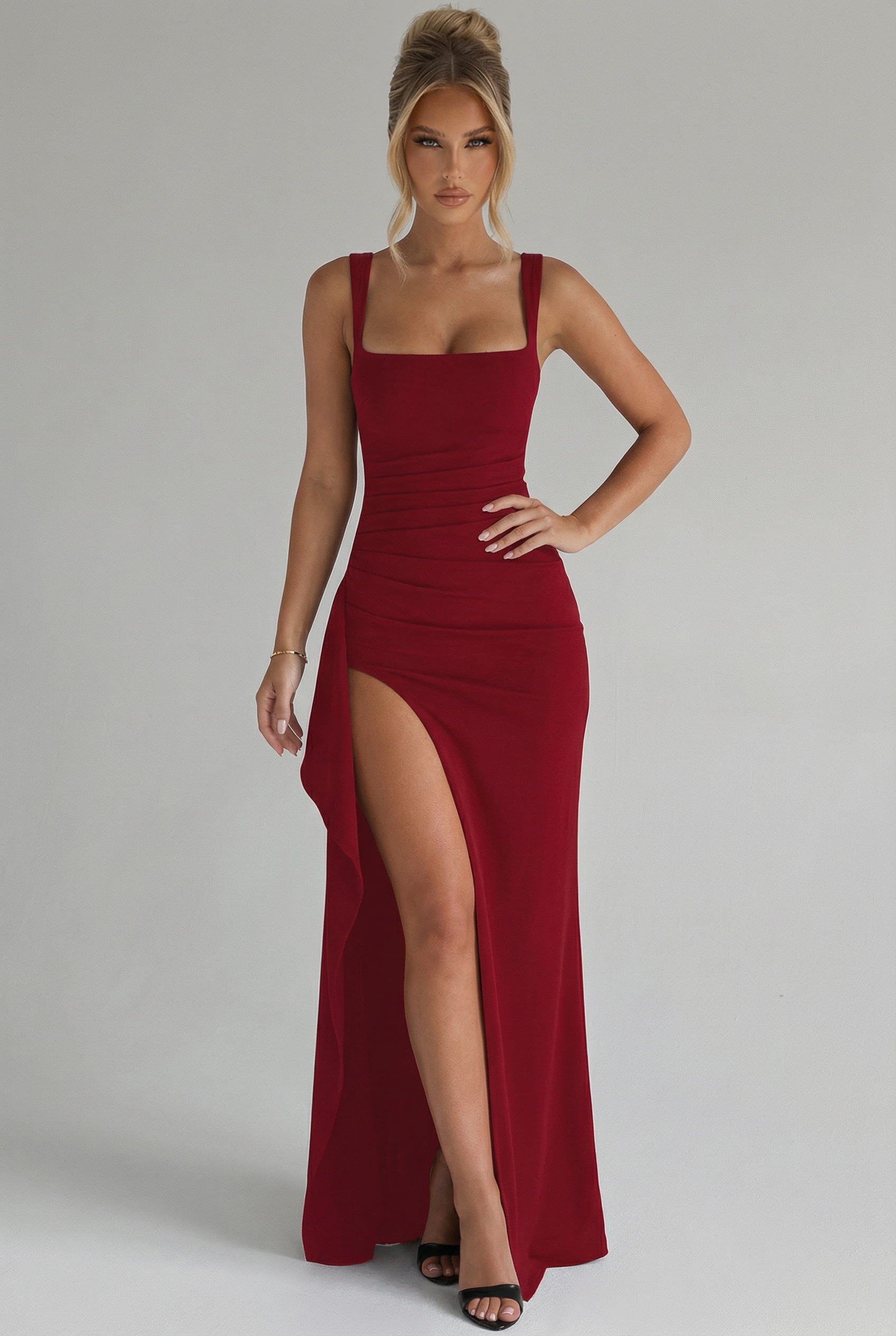 Isla | Elegant Bodycon Slip Maxi Dress | Open Back & Leg Split Glam