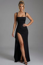 Isla | Elegant Bodycon Slip Maxi Dress | Open Back & Leg Split Glam