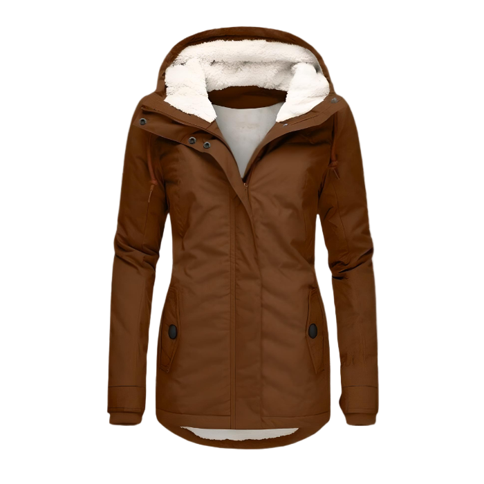 Marina | Women's Long Waterproof Winter Coat, Hooded Thermal Rain Coat for Casual Wear