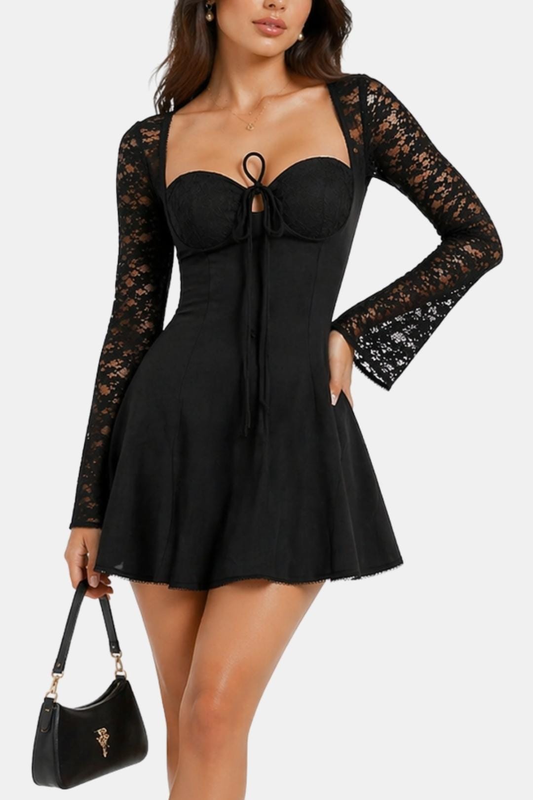 Molly | Floral Sheer Lace Long Sleeve Dress | Romantic Elegance with a Modern Touch
