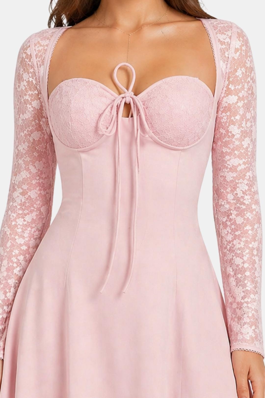 Molly | Floral Sheer Lace Long Sleeve Dress | Romantic Elegance with a Modern Touch