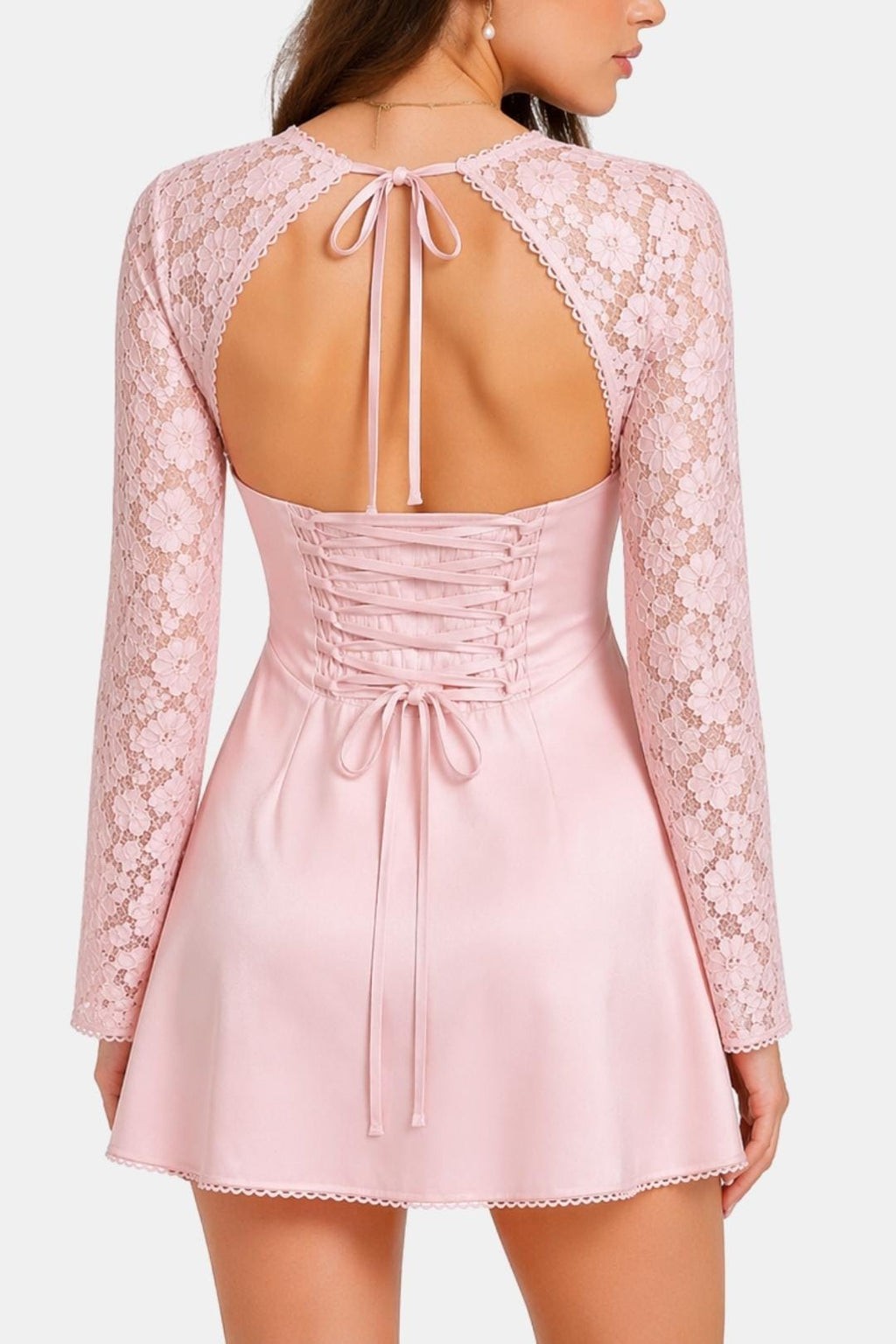 Molly | Floral Sheer Lace Long Sleeve Dress | Romantic Elegance with a Modern Touch