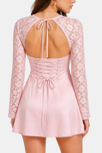 Molly | Floral Sheer Lace Long Sleeve Dress | Romantic Elegance with a Modern Touch