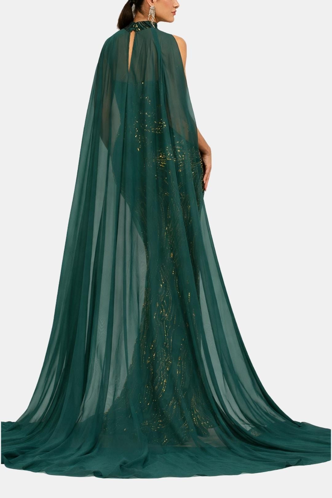 Rose | Sequin Cape Mermaid Evening Dress | Luxurious and Show-Stopping Elegance