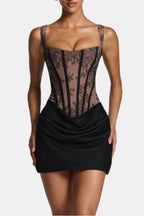 Ethel | Square Neck Corset Mini Dress | Sculpted Bodice & Effortless Glamour