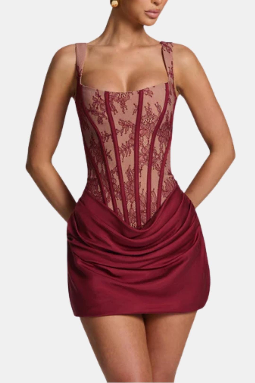 Ethel | Square Neck Corset Mini Dress | Sculpted Bodice & Effortless Glamour