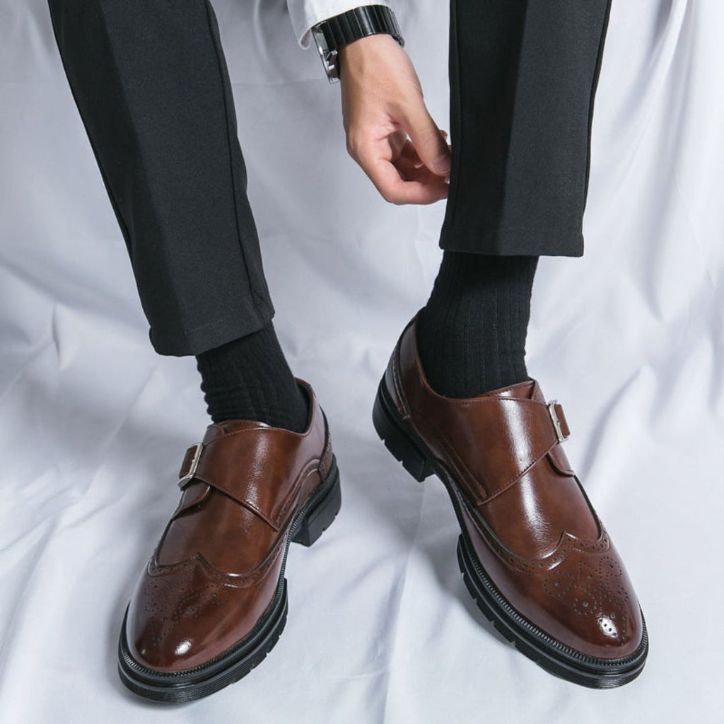 Alexander | Men’s Wingtip Monk Strap Brogue Dress Shoes | Bold and Refined