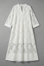 Gianna | Embroidered Midi Dress | Elegant Lace Detail & Relaxed Fit