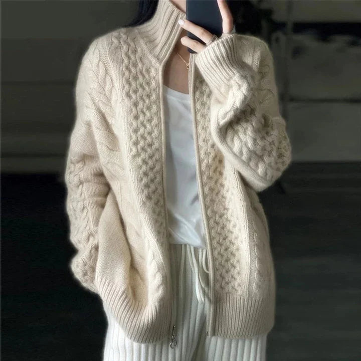 Addie | Women's Cashmere Cardigan, Soft Knit Winter Layering Cardigan for Casual Wear - Beige