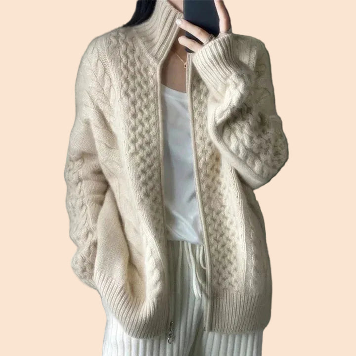 Addie | Women's Cashmere Cardigan, Soft Knit Winter Layering Cardigan for Casual Wear - Beige