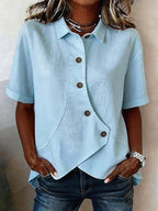 Hazel | Women’s Blouse with Unique Button Detail | Elegant Everyday Statement Piece