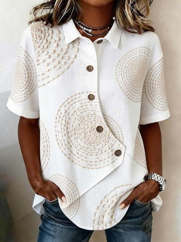 Hazel | Women’s Blouse with Unique Button Detail | Elegant Everyday Statement Piece