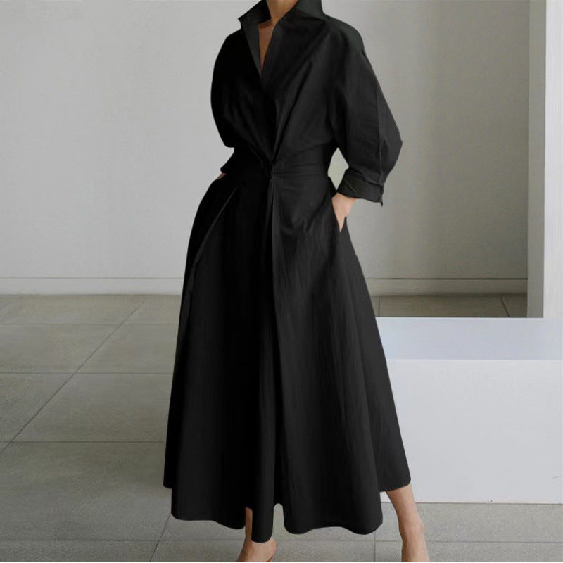 Beatrice | Front Wrap Collared Maxi Dress | Sophisticated and Timeless