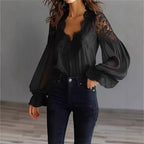 Layla | Flowing Women’s Blouse with Lace Details & Long Ruffle Sleeves | Romantic Elegance Made Effortless