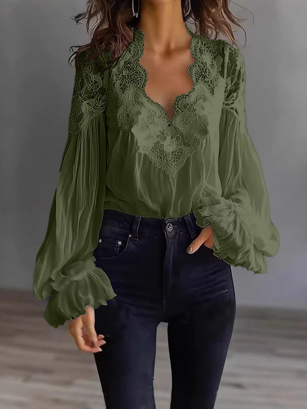 Layla | Flowing Women’s Blouse with Lace Details & Long Ruffle Sleeves | Romantic Elegance Made Effortless