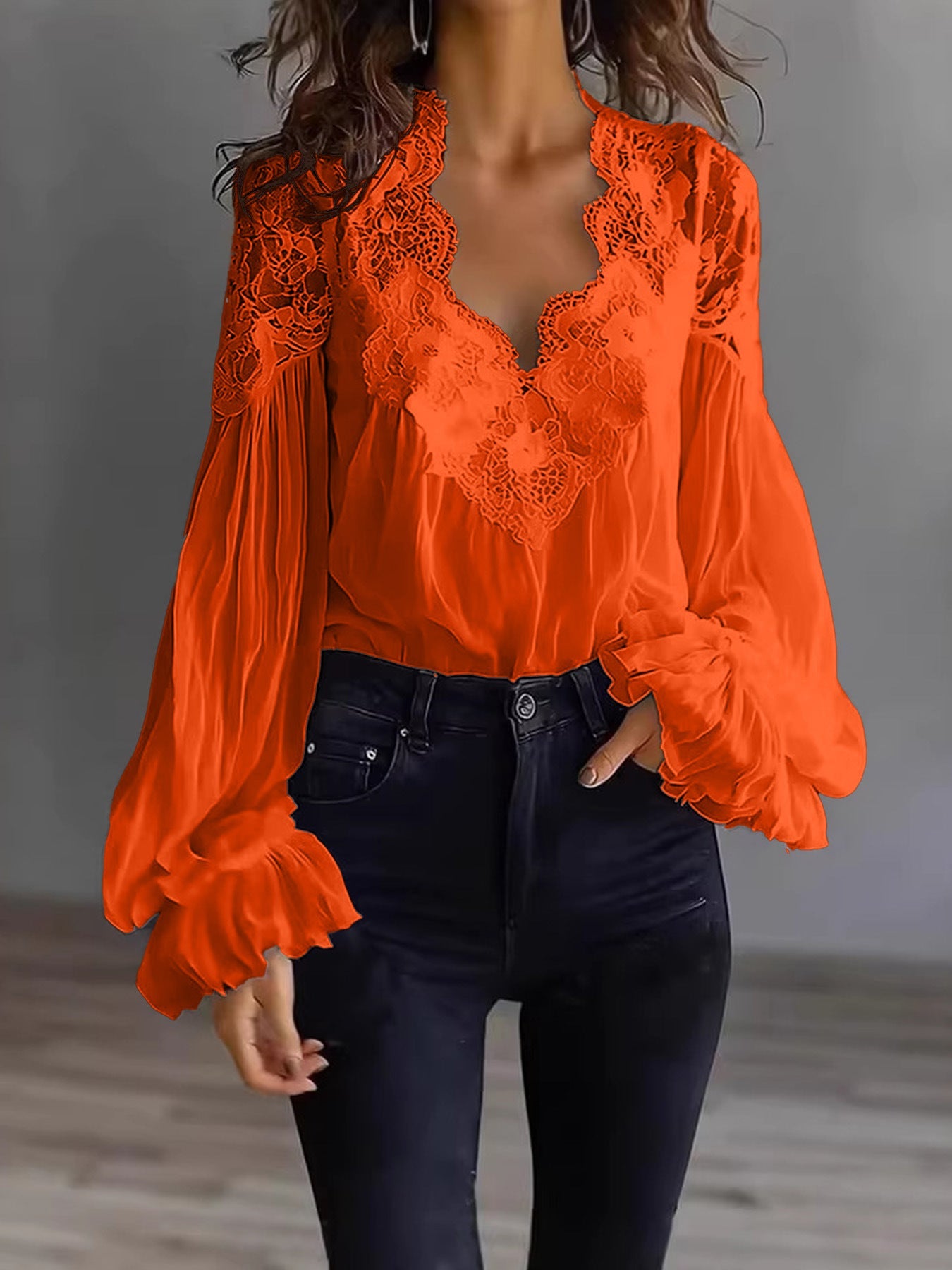 Layla | Flowing Women’s Blouse with Lace Details & Long Ruffle Sleeves | Romantic Elegance Made Effortless