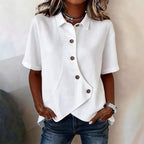 Hazel | Women’s Blouse with Unique Button Detail | Elegant Everyday Statement Piece