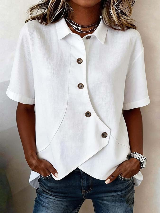 Hazel | Women’s Blouse with Unique Button Detail | Elegant Everyday Statement Piece