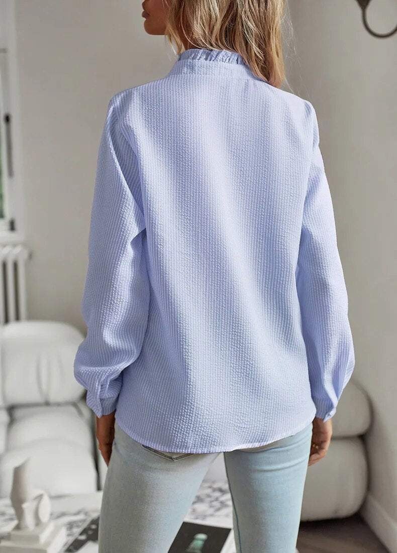 Cara | Women's Elegant Ruffle Collar Blouse | Feminine and Timeless