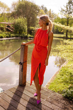 Amelia | Women’s Halter Neckline Midi Dress | Elegant Confidence with a Modern Silhouette