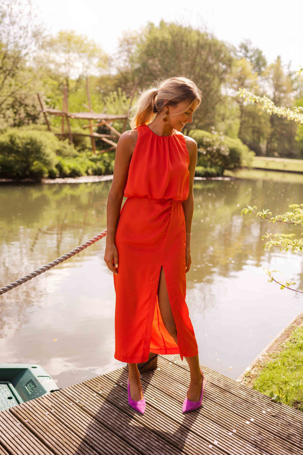 Amelia | Women’s Halter Neckline Midi Dress | Elegant Confidence with a Modern Silhouette