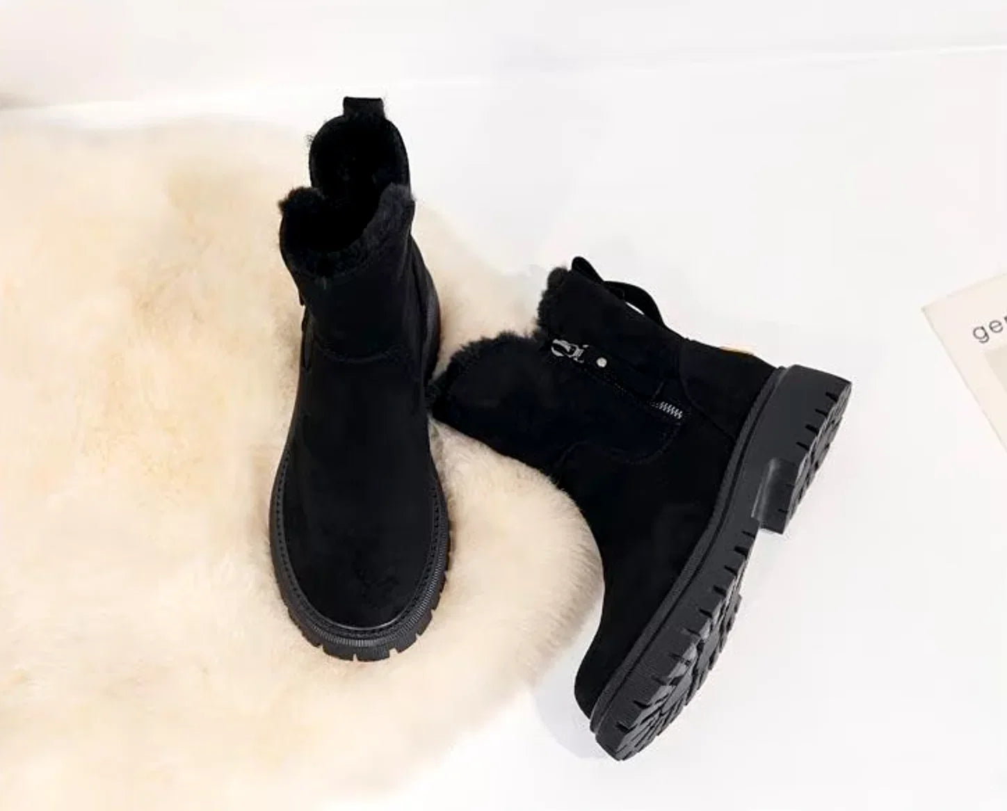 Women's Winter Ankle Boots | Faux Fur Lined Chunky Sole Boots