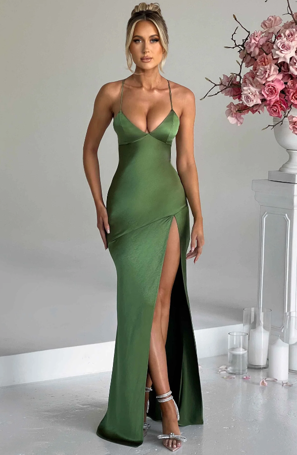 Rhian | Women’s High Slit Maxi Dress | Effortless Glamour and Elegant Sophistication