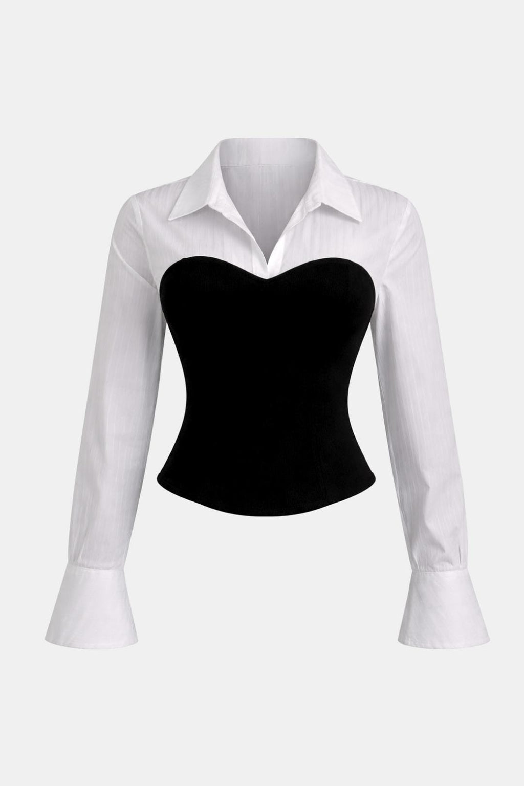 Audrey | Women's Two-Tone Panel Polo Shirt | Modern Black & White Style