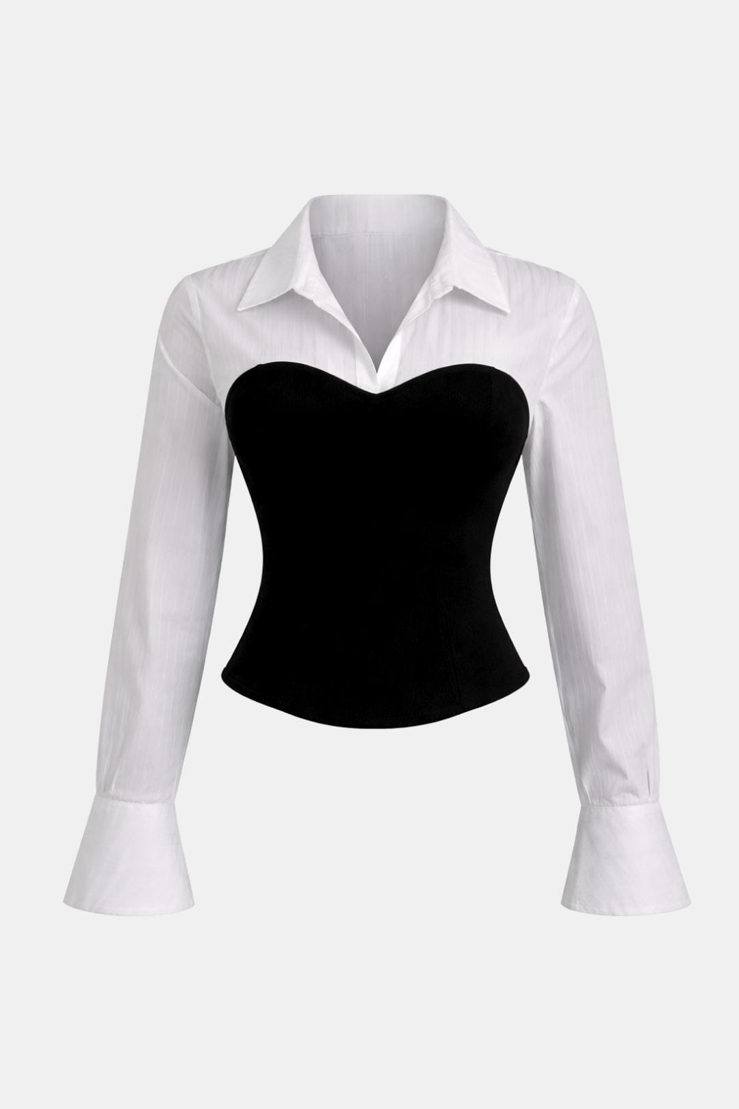 Audrey | Women's Two-Tone Panel Polo Shirt | Modern Black & White Style