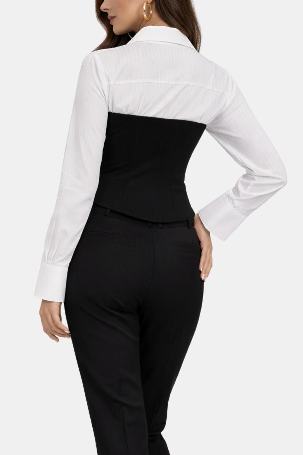Audrey | Women's Two-Tone Panel Polo Shirt | Modern Black & White Style