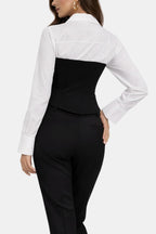 Audrey | Women's Two-Tone Panel Polo Shirt | Modern Black & White Style