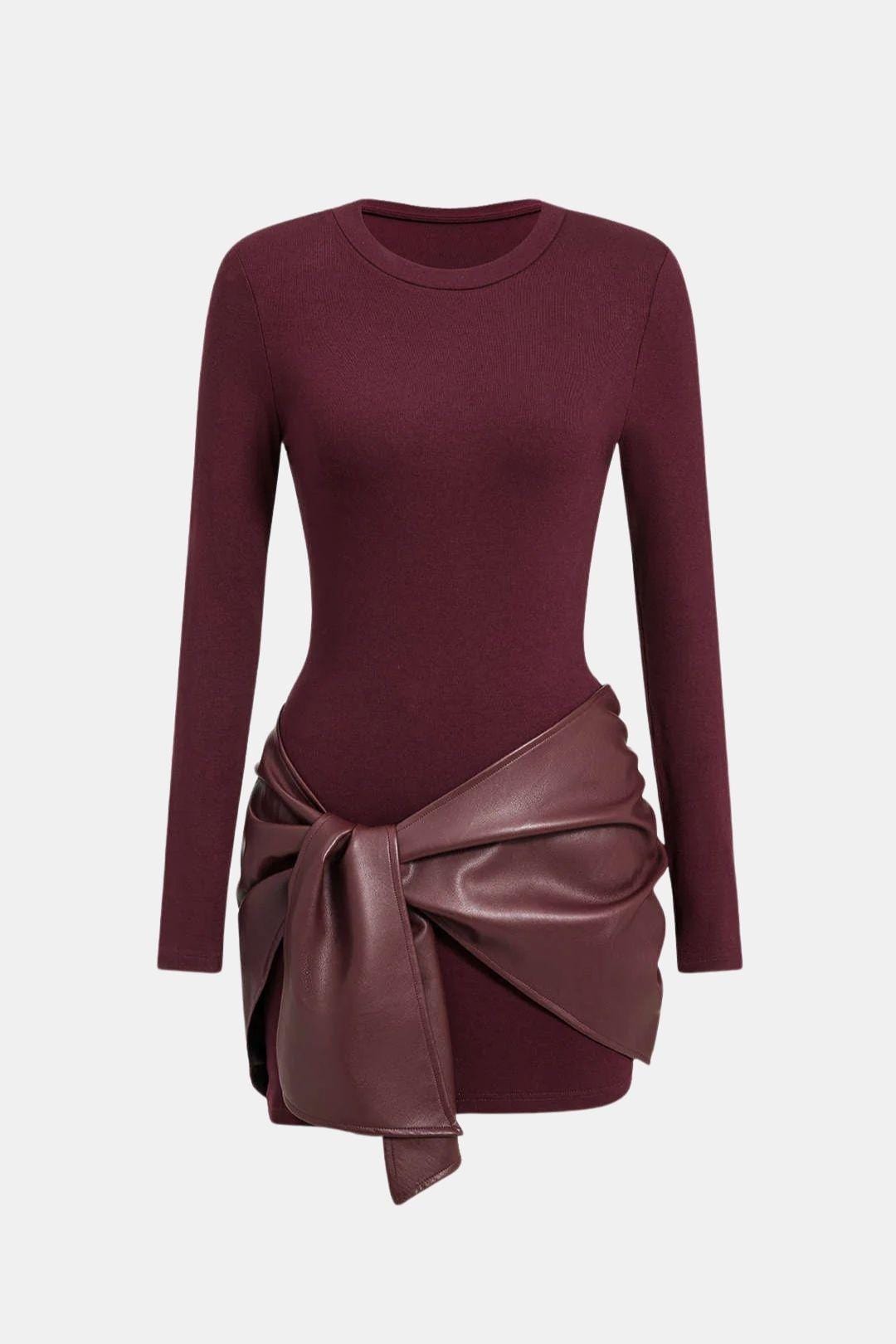 Ophelia | Faux Leather Patchwork Mini Dress | Bold, Modern and Effortlessly Chic