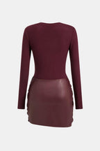 Ophelia | Faux Leather Patchwork Mini Dress | Bold, Modern and Effortlessly Chic